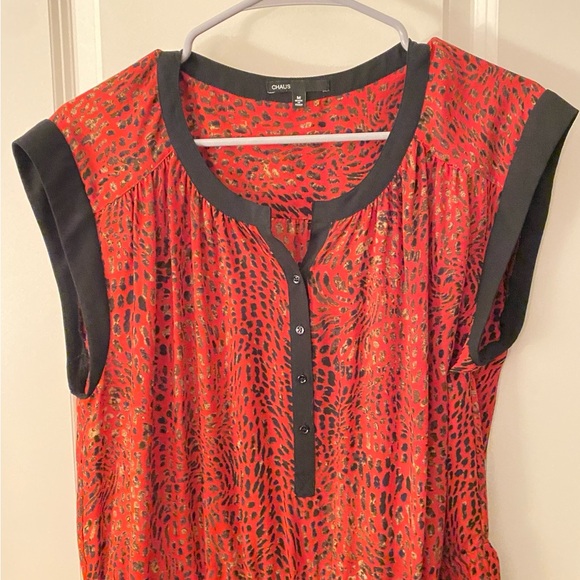 Chaus red/orange leopard dress, size M. - Picture 2 of 6